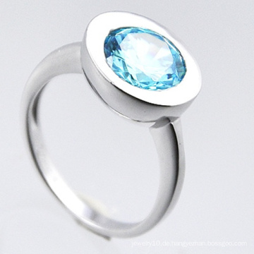 Modeschmuck 925 Sterling Silber Ring mit blauen Zirkonia